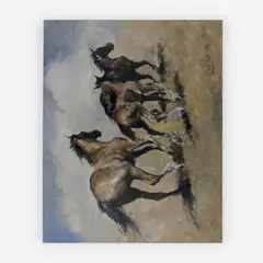 Three Horses by Pál Fried, oil on canvas, sold Jul 2019