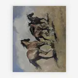 Three Horses by Pál Fried, oil on canvas, sold Jul 2019