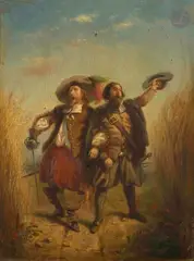 Deux mousquetaires by Hermann Moritz Cossmann, Panneau de chêne, une planche, sold May 2026