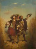 Deux mousquetaires by Hermann Moritz Cossmann, Panneau de chêne, une planche, sold May 2026