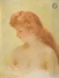 Profil de femme rousse by Édouard Sain, vers 1893, Aquarelle, sold Apr 2026