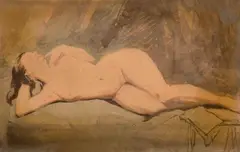 Nu alangui by Édouard Sain, Aquarelle sur trait de crayon noir, sold Apr 2026