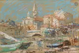 Vue de Saint-Tropez by Auguste Pégurier, Pastel sur papier brun, sold Apr 2026
