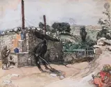 Gentilly, cour animée by Auguste-Louis Lepère, Aquarelle et gouache sur papier contrecollé sur panneau, sold Apr 2026