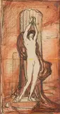 Saint Sébastien by Léonard Sarluis, vers 1920, Crayon gras rouge, estompe et encre, sold Apr 2026
