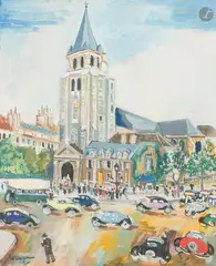 L'Église Saint-Germain-des-Prés by Lucien Génin, Gouache, sold Apr 2026