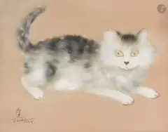 Le Chat by Shunko Deshima, Gouache sur soie, sold Apr 2026