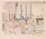 Saint-Tropez by Maud Hunt Squire, Aquarelle et crayon noir sur papier contrecollé sur carton, sold Apr 2026