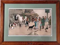 The meet at the hare and hounds (The Harefield HARRIERS Série) by Cecil Aldin, Lithographie en couleur publiée par Lawrence & Jellicoe LTD, sold Jul 2025