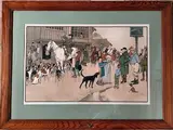 The meet at the hare and hounds (The Harefield HARRIERS Série) by Cecil Aldin, Lithographie en couleur publiée par Lawrence & Jellicoe LTD, sold Jul 2025