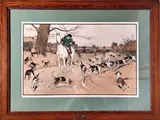 The check on the road, (The Harefield HARRIERS Série) by Cecil Aldin, Lithographie en couleur, sold Jul 2025