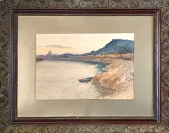 Barque sur le Tibre avec le Vatican dans le lointain by Filippo Anivitti, Aquarelle signée en bas à droite, sold Jul 2025