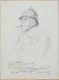 Portrait de Maître MANGIN "Bâtonnier de l'Ordre des Avocats, Maire de Nancy, Sapeur de guerre" "hommage d'un autre pompier by Emille Friant, Crayon, sold Apr 2024