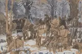 Chasse sanglante au moyen-âge by Octave Denis Victor Guillonnet, Plume, lavis, gouache, sold Apr 2024