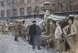 La Trolle" au faubourg Saint Antoine, L'Illustration 21 novembre 1881 by Louis Malteste, Plume, encre et gouache, sold Apr 2024