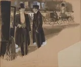 Tu n'aurais pas un louis à me prêter" Faux départ d'Alfred Capus p.9 Ed. Calmann-Levy 1909 by Roussel Charles, Encre et gouache bleue, sold Apr 2024