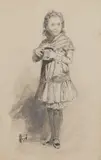 Petite fille et son jouet by Hermann Vogel, Crayon et lavis, sold Apr 2024