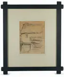 La ferme by Camille Pissarro, Fusain et crayon de couleurs sur papier, sold Feb 2024