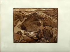 Paysage Probable dessin préparatoire à une plaque by Léon Jouhaud, Aquarelle, lavis et gouache, sous réserve de décadrage, sold Feb 2024