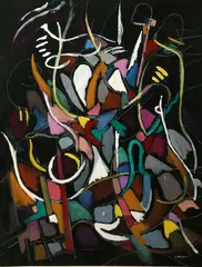 Sans titre by André Lanskoy, Gouache et pastel sur papier à fond noir, sold Feb 2024