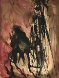 Composition ou "Dripping by José Charlet, Encre et aquarelle sur papier Signée en bas à droite, sold Feb 2024