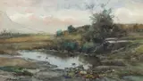 Paysage lacustre by Auguste Morisot, Aquarelle sur papier, sold Oct 2023