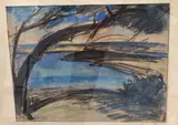 Les pins penchés by Jean Frélaut, 1920, Fusain et gouache sur papier daté, sold Oct 2023