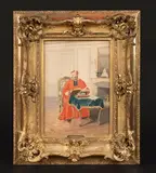 Le cardinal à la lecture by Alfred Weber, Aquarelle, sold Apr 2026
