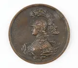 Commémoration de son accession au trône le 28 juin 1762 par Filippo et Baranov. Buste de Catherine II en armure personnifiée en Minerve, coiffée d'un casque et by Russie Catherine Ii, Bronze, Poids :, sold Jun 2026
