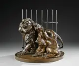 La cage aux fauves by Charles Valton, Epreuve en bronze à patine brun clair nuancé de rouge Signé « CH, sold Jun 2026