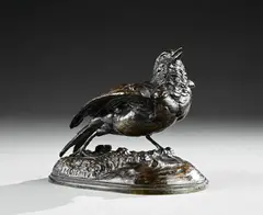 Moineau agitant ses ailes by Jules Moignez, Bronze à patine brune, sold Jun 2026