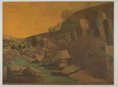 Plaine du sanctuaire de la Verna (Toscane, Italie), circa 1980 by Ivan Theimer, Lithographie en couleurs sur papier brun, sold May 2026