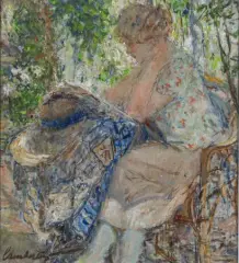 Lecture au jardin by Joseph Lamberton, Huile et gouache sur papier, sold May 2026