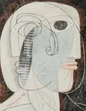 Le et la Grecque ou Grèce, de la suite Visages du monde by Henry de Waroquier, 1927, Technique mixte, papier à report encre, pastel et crayons de couleurs sur papier collé sur, sold May 2026