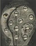 Sans titre by Agustín Fernández, 1964, Technique mixte, collages et coutures de fil brun sur fond d'une forte-forte, sold May 2026