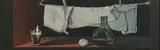 Linge, bougie œuf et carafe by Hubert Gaillard, 1968, Gouache, sold May 2026