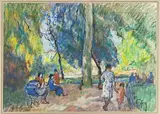 Promenade au parc by Louis Charrat, 1964, Gouache, pastel et encre (plume), sold May 2026