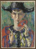 Arlequin au loup by Louis Charrat, Gouache, pastel et encre (plume), sold May 2026