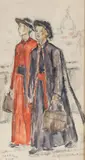 Ecclésiastiques de retour de la conférence à Rome by Louis Charrat, Aquarelle et fusain, sold May 2026