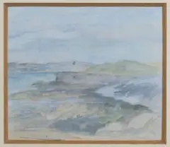 Paysage au phare en Normandie by Jacques Truphémus, Aquarelle sur traits de mine de plomb, sold May 2026