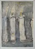 Les bougies by Erich Schmid, 1971, Aquarelle et encre (plume) montée sous passe partout, sold May 2026