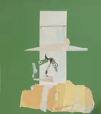 Homme au chapeau by Paul Philibert-Charrin, 1967, Collage de papiers découpés et peints sur papier vert, sold May 2026