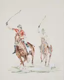 Deux joueurs de polo by José Azoulai, Aquarelle sur papier, sold Apr 2025
