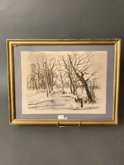 Sans titre. [Paysage d'hiver] by André Dignimont, Lithographie en couleurs, sold Apr 2025