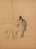 Danseuses et homme by Jean-Louis Forain, Aquarelle et crayon sur papier, sold Apr 2025