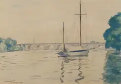 Voiliers au mouillage près du port, Poissy by Albert Marquet, 1929, Aquarelle sur papier, sold Apr 2025