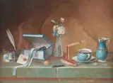 Nature morte au bouquet de fleurs by Johann Rudolf Feyerabend, Aquarelle et gouache signée en bas à droite, sold Mar 2025