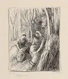 Bûcheronnes by Camille Pissarro, Lithographie sur vélin, portant mention du nom de l'artiste, n°5 et le titre, ayant été la, sold Dec 2025