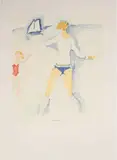 Femme et enfant sur la plage by Kees van Dongen, Affiche avant la lettre pour la deuxième biennale de peinture « Hommage à Van Dongen » à T, sold Dec 2025
