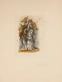 Cavalier casqué, planche de « La Vie est un songe » de Calderon by Salvador Dalí, Eau-forte en couleurs et aquatinte, sold Dec 2025